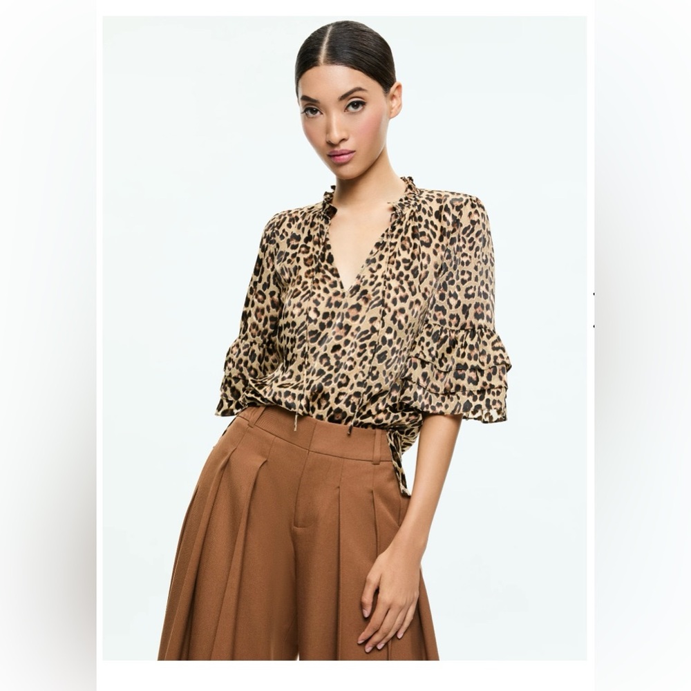 Alice + Olivia Julius Tiered Sleeve Tunic Top Sz Small